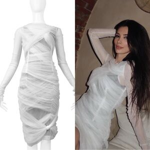 RARE Dolce & Gabbana Archival ”Mummy” White Layered Mesh Dress​